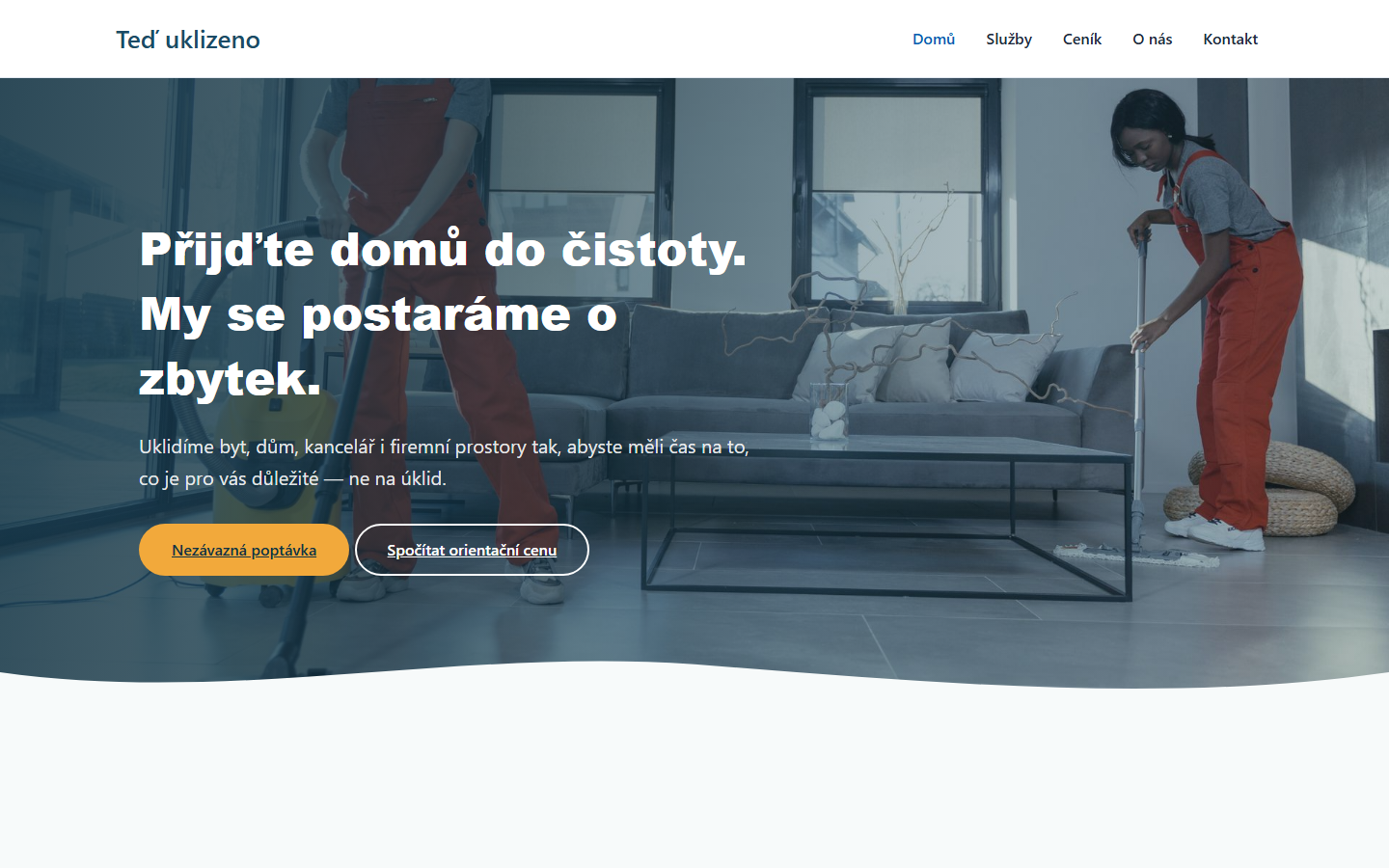 Teď uklizeno – náhled webu